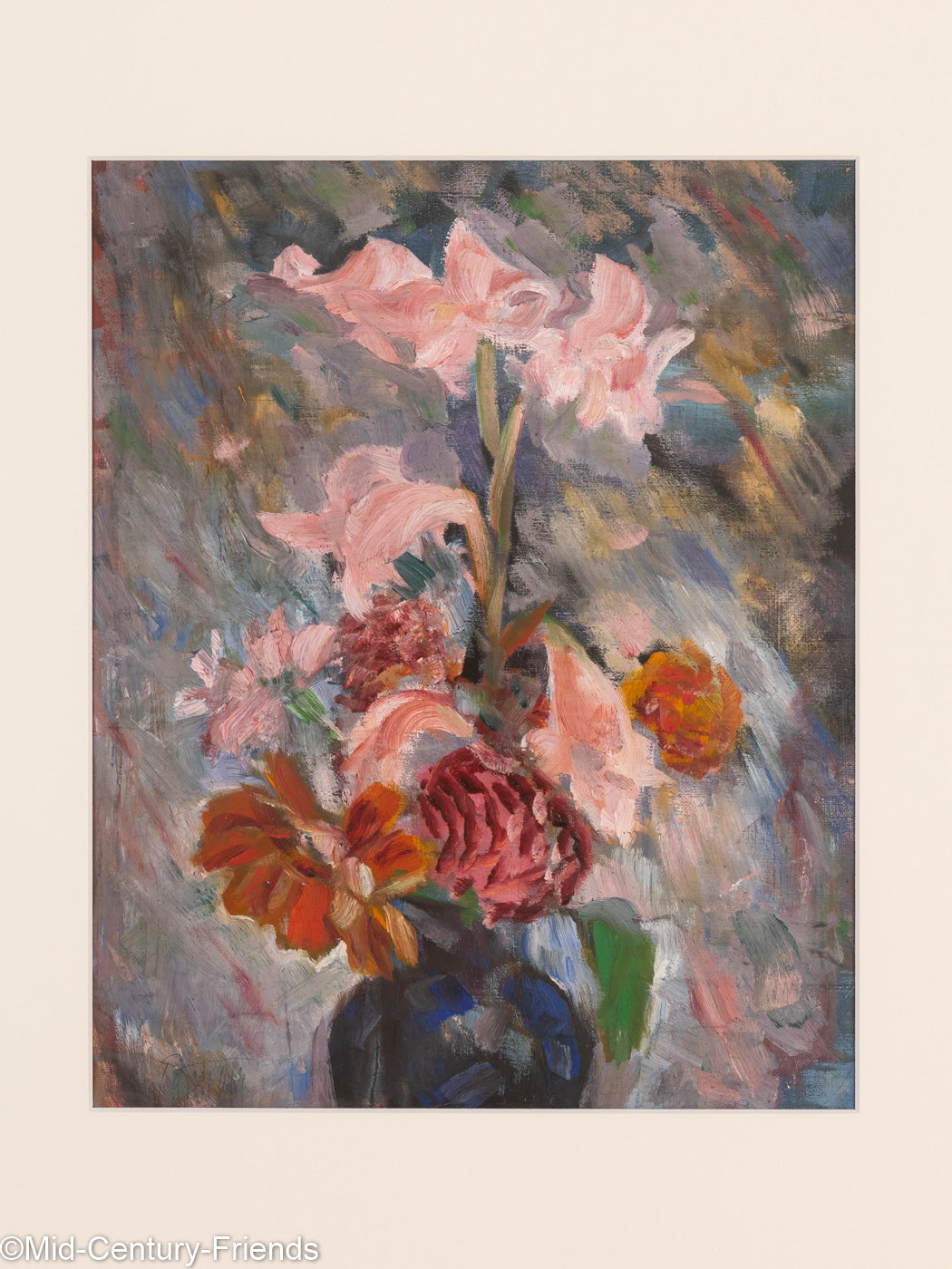 Blumen in Pastell, Acryl auf Karton, 53 x 58 cm