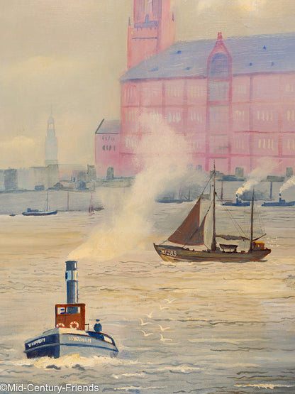 Hamburger Hafen, Öl auf Leinwand, 53 x 73 cm