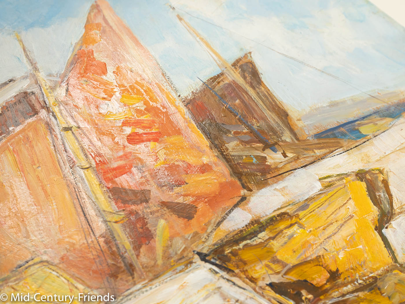 Fischerboote in Venedig, Öl auf Platte, 56 x 65 cm