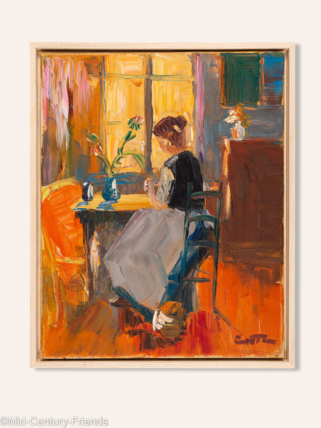 Junge Frau in der Morgensonne, Öl auf Leinwand, 44 x 54 cm