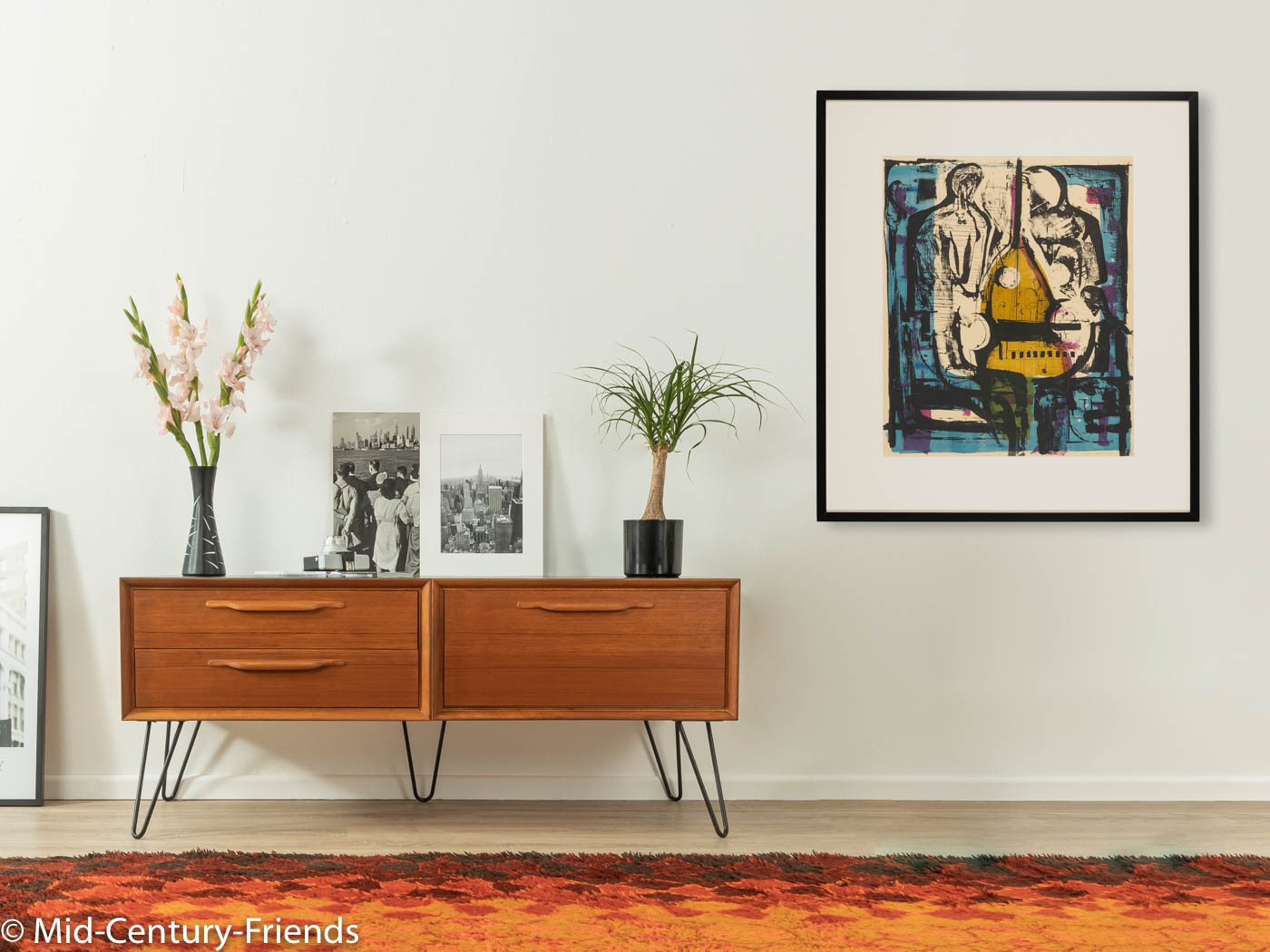Kontrabass, Farblithographie, 82 x 93 cm