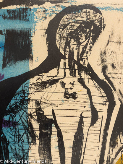 Kontrabass, Farblithographie, 82 x 93 cm