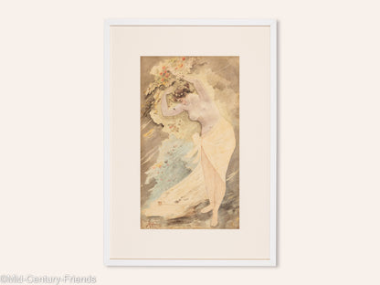 Stehender Frauenakt aus dem Jahr 1901, Aquarell auf Papier, 58 x 83 cm