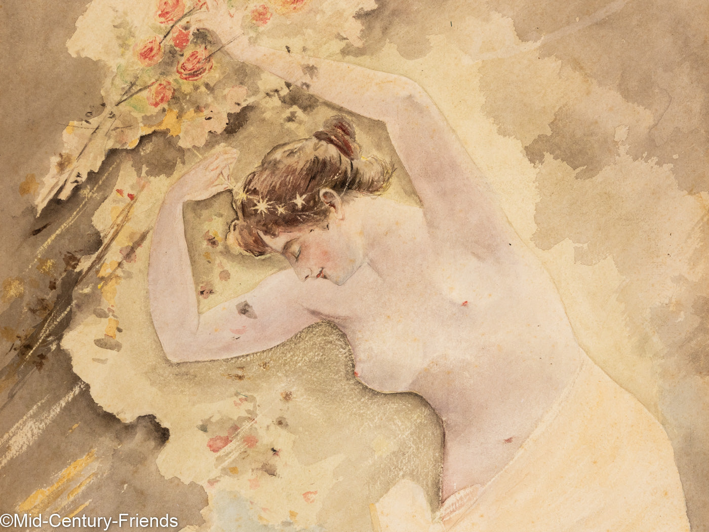 Stehender Frauenakt aus dem Jahr 1901, Aquarell auf Papier, 58 x 83 cm
