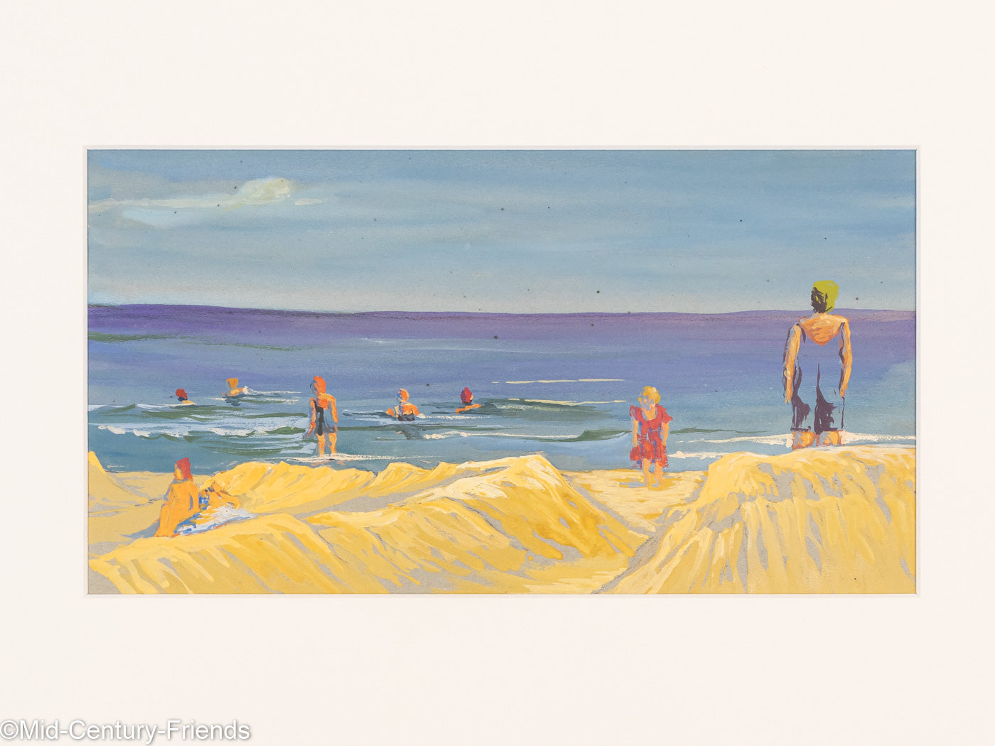 Badestrand, Gouache auf Papier, 50 x 29 cm
