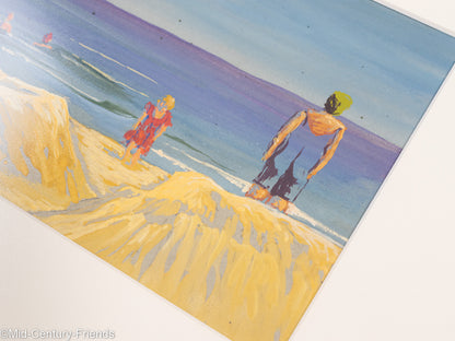 Badestrand, Gouache auf Papier, 50 x 29 cm