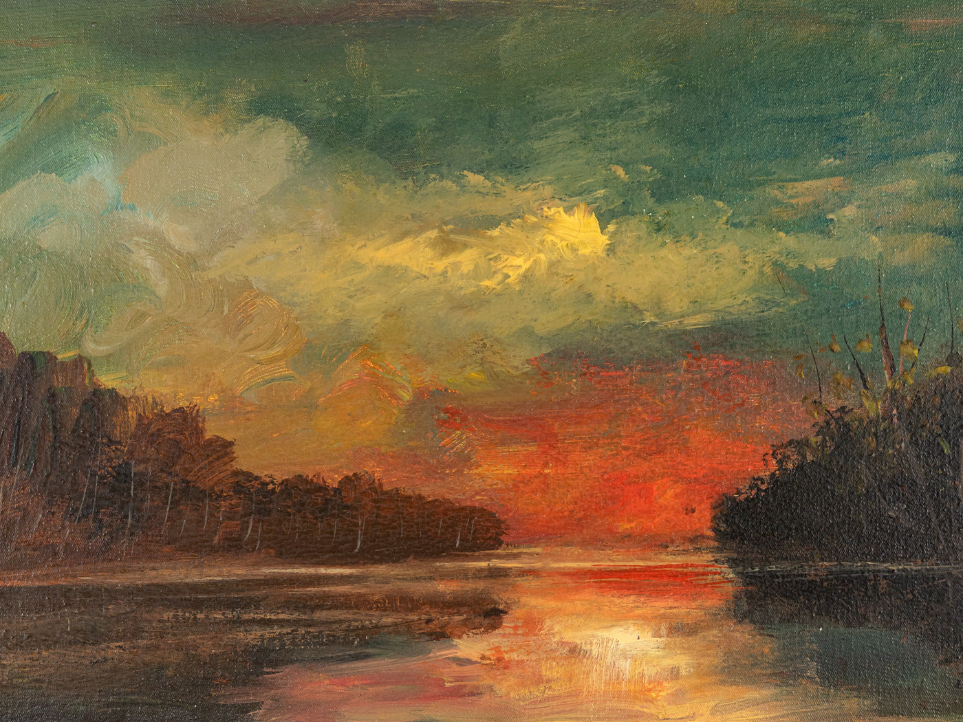 Flusslandschaft, Öl auf Leinwand, 78 x 58 cm
