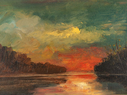 Flusslandschaft, Öl auf Leinwand, 78 x 58 cm