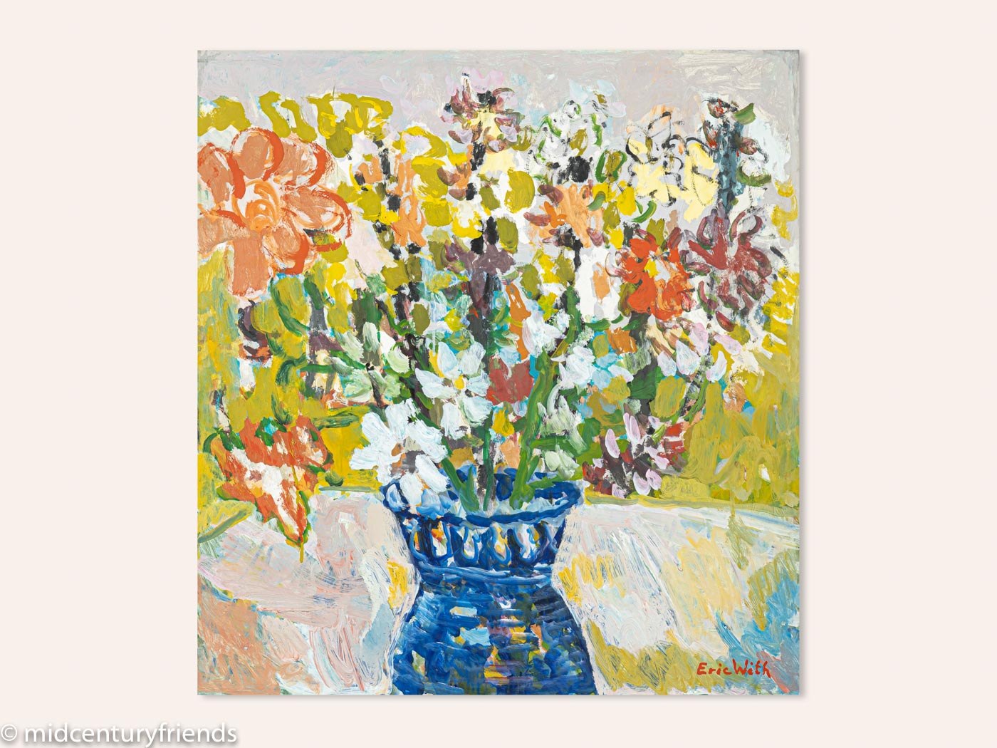Frühlingsblumen, Öl auf Platte, 57 x 61 cm