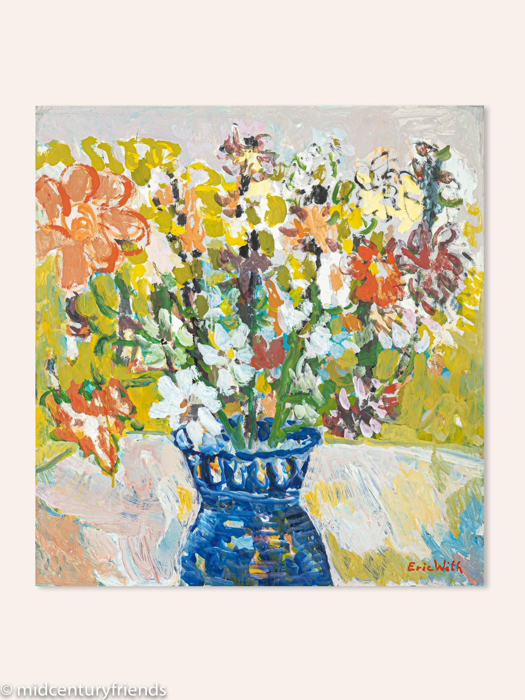 Frühlingsblumen, Öl auf Platte, 57 x 61 cm