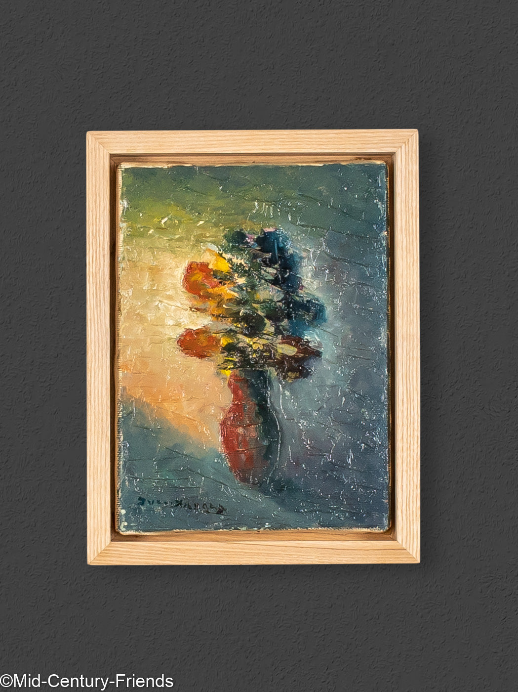 Expressionistisches Blumenstillleben, Öl auf Leinwand, 20 x 26 cm