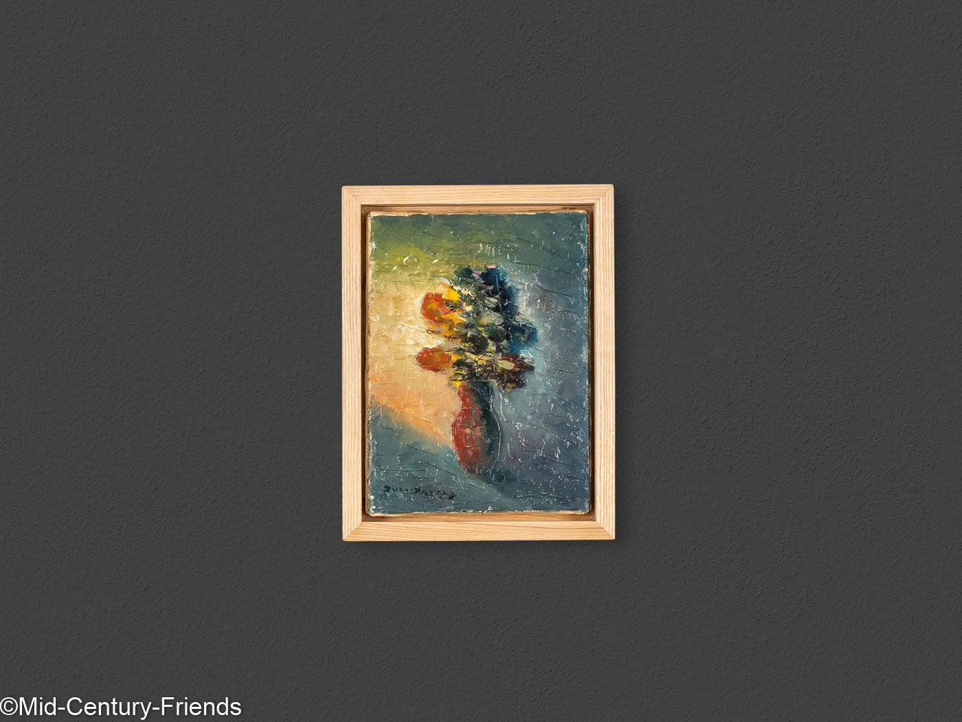 Expressionistisches Blumenstillleben, Öl auf Leinwand, 20 x 26 cm