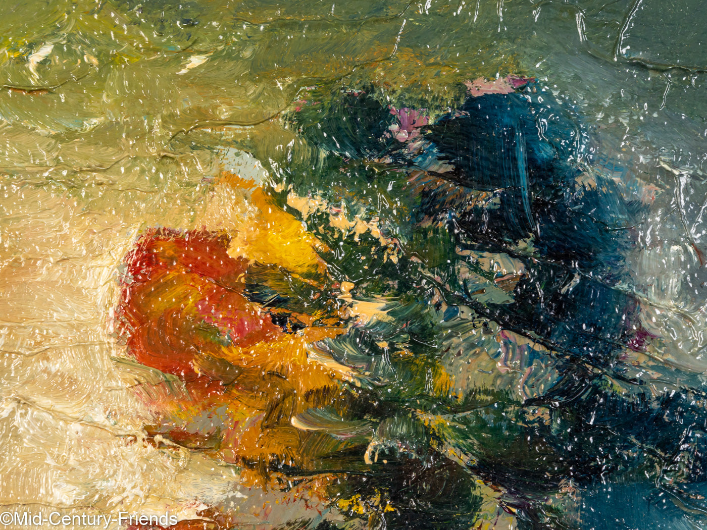 Expressionistisches Blumenstillleben, Öl auf Leinwand, 20 x 26 cm