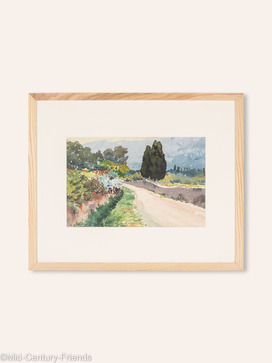 Pinien im Feld. Aquarell auf Papier, 57,5 x 47,5 cm
