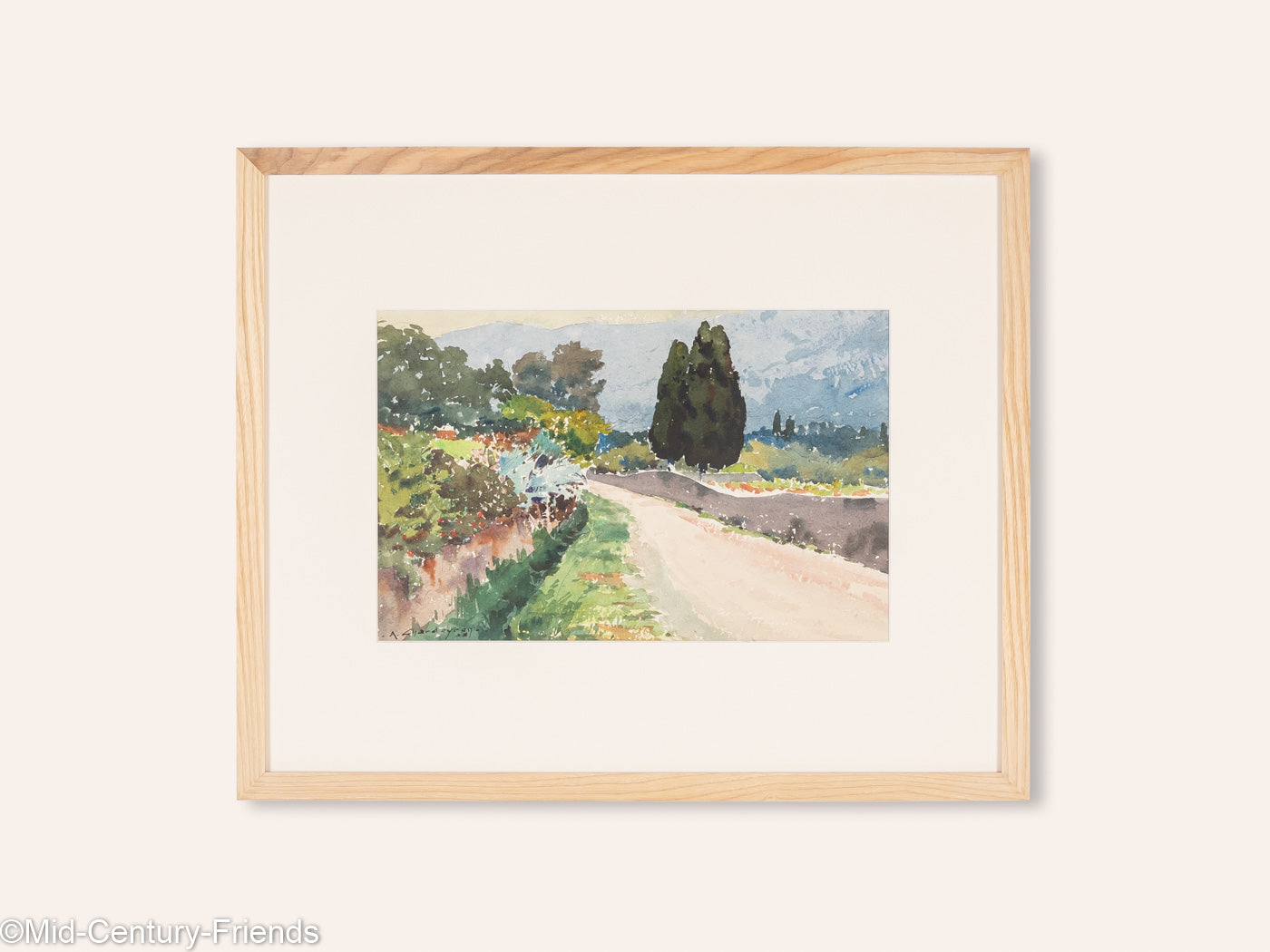 Pinien im Feld. Aquarell auf Papier, 57,5 x 47,5 cm