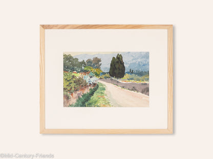 Pinien im Feld. Aquarell auf Papier, 57,5 x 47,5 cm