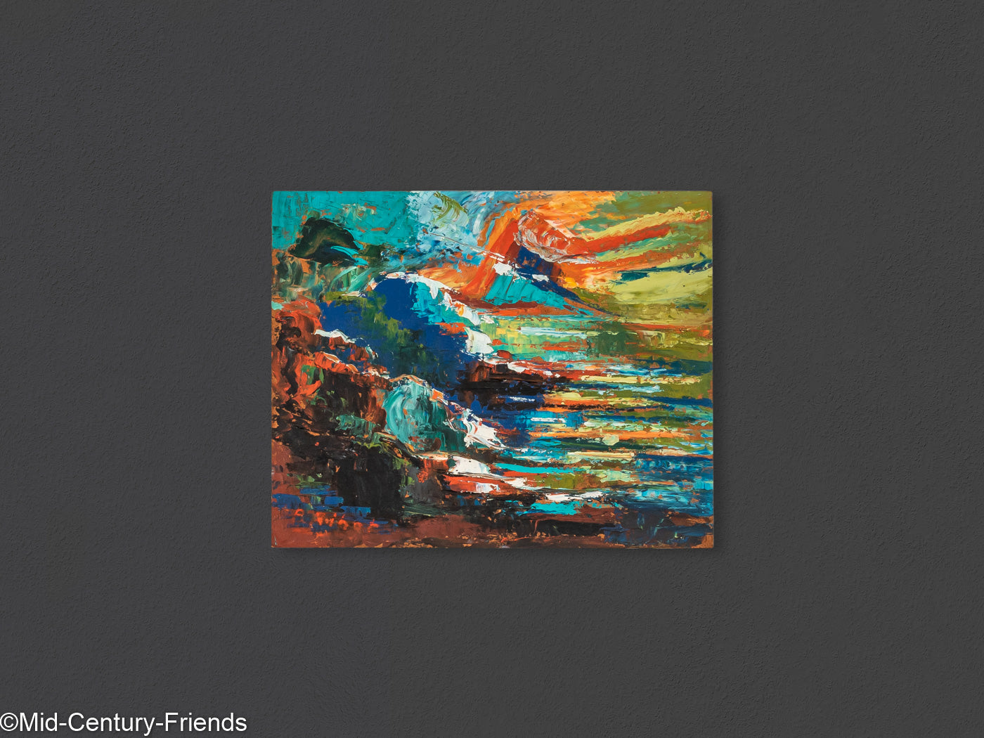 Abstrakte Küstenlandschaft, Öl auf Platte, 41 x 33 cm