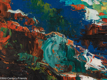 Abstrakte Küstenlandschaft, Öl auf Platte, 41 x 33 cm