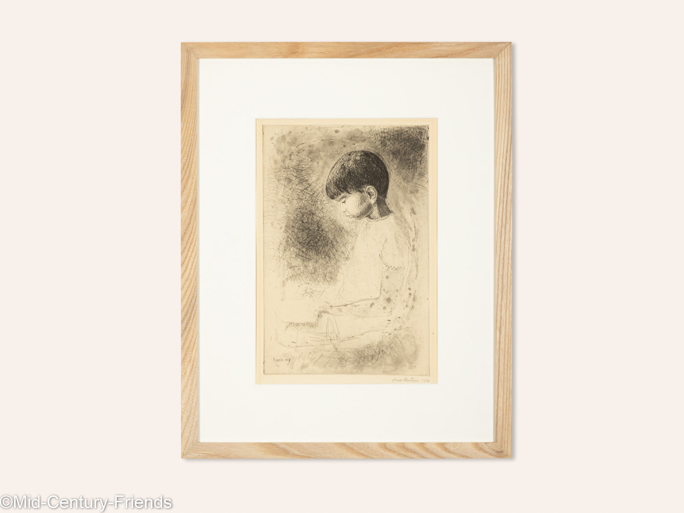 Studie eines Jungen, Radierung auf Papier, 41 x 52 cm