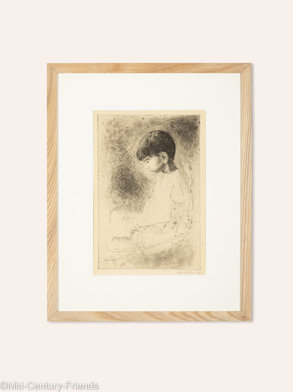 Studie eines Jungen, Radierung auf Papier, 41 x 52 cm
