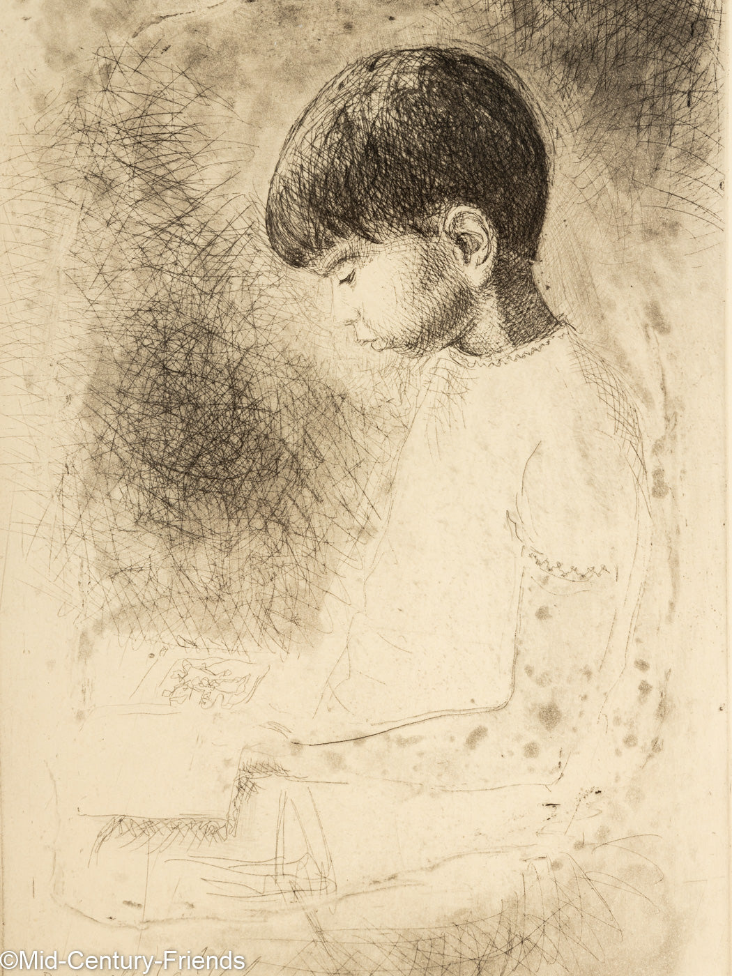 Studie eines Jungen, Radierung auf Papier, 41 x 52 cm