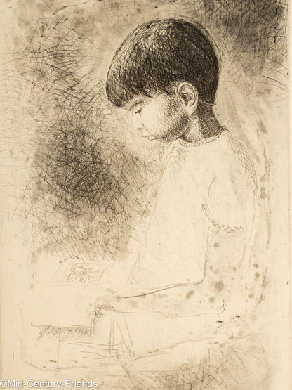 Studie eines Jungen, Radierung auf Papier, 41 x 52 cm