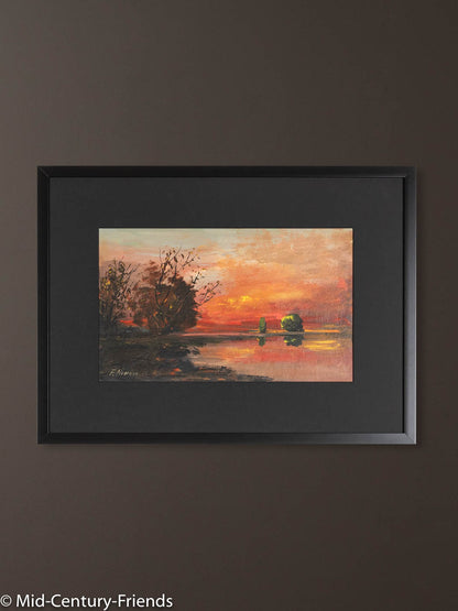 Flusslandschaft II, Öl auf Leinen, 68 x 50 cm