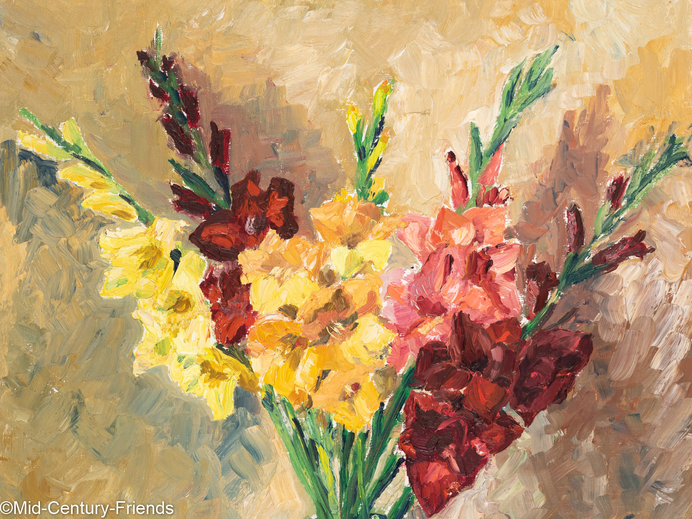 Gladiolen, Öl auf Platte, 54 x 64 cm