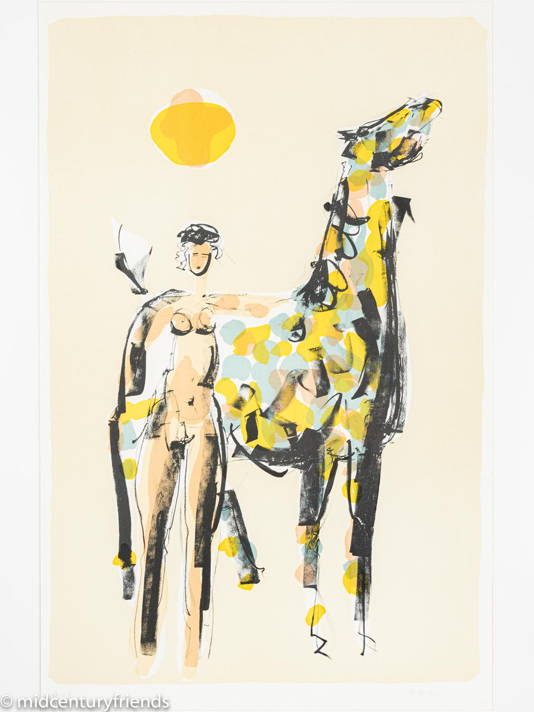 Nackte Reiterin, Farblithographie auf Papier, 63 x 88 cm