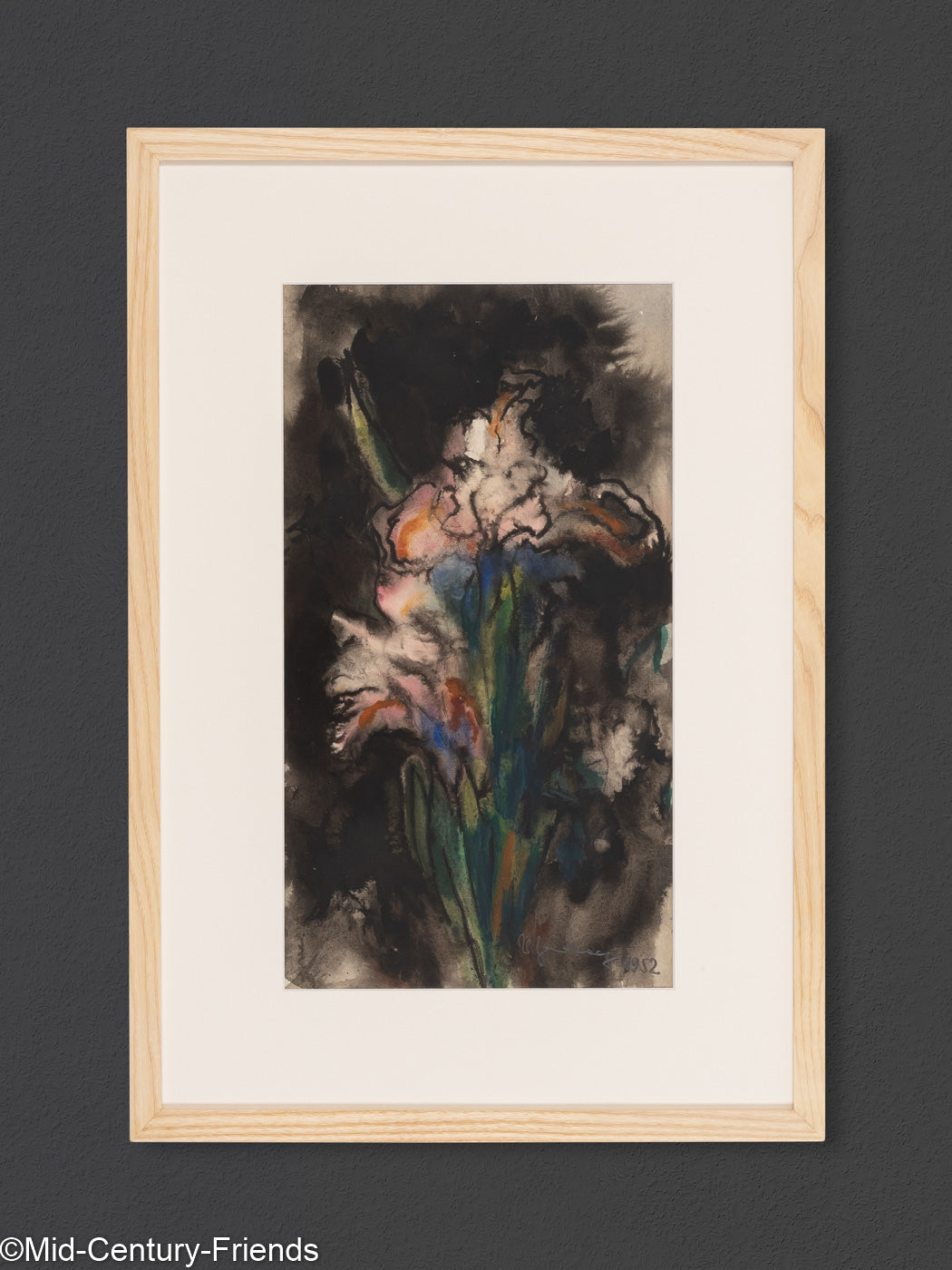 Blume im Dunkel, Aquarell auf Papier, 43 x 63 cm