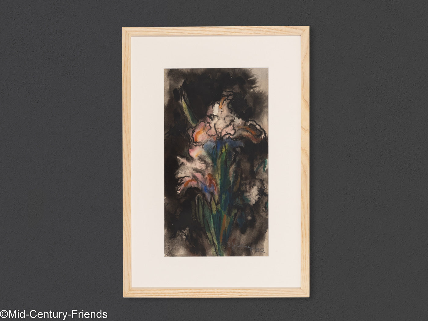 Blume im Dunkel, Aquarell auf Papier, 43 x 63 cm