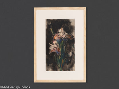 Blume im Dunkel, Aquarell auf Papier, 43 x 63 cm