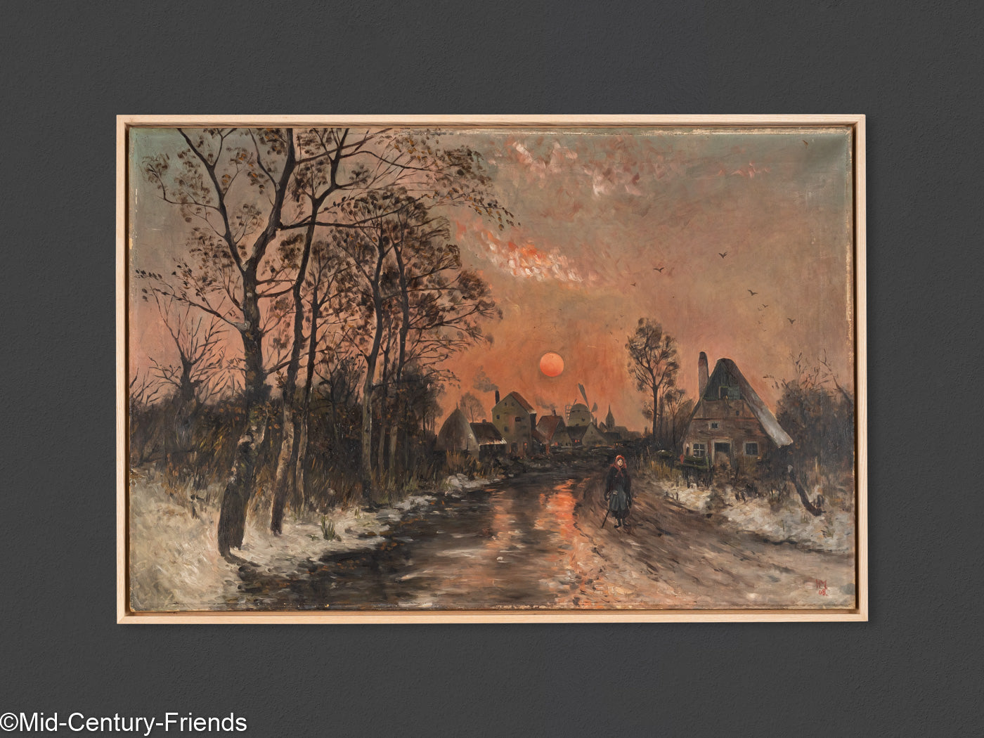 Dorfstrasse im Abendrot, Öl auf Leinwand, 97 x 66 cm