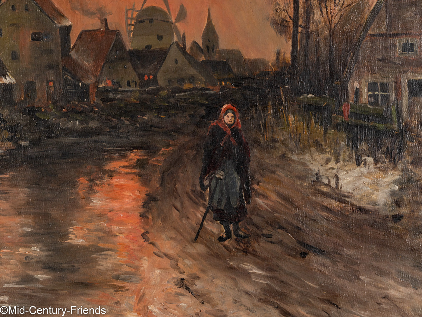 Dorfstrasse im Abendrot, Öl auf Leinwand, 97 x 66 cm