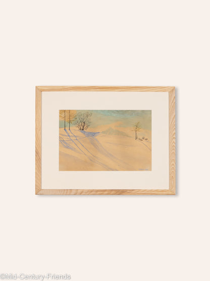 Winterlandschaft, Aquarell auf Papier, 51 x 40 cm