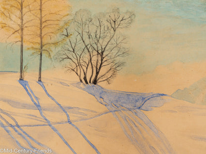 Winterlandschaft, Aquarell auf Papier, 51 x 40 cm