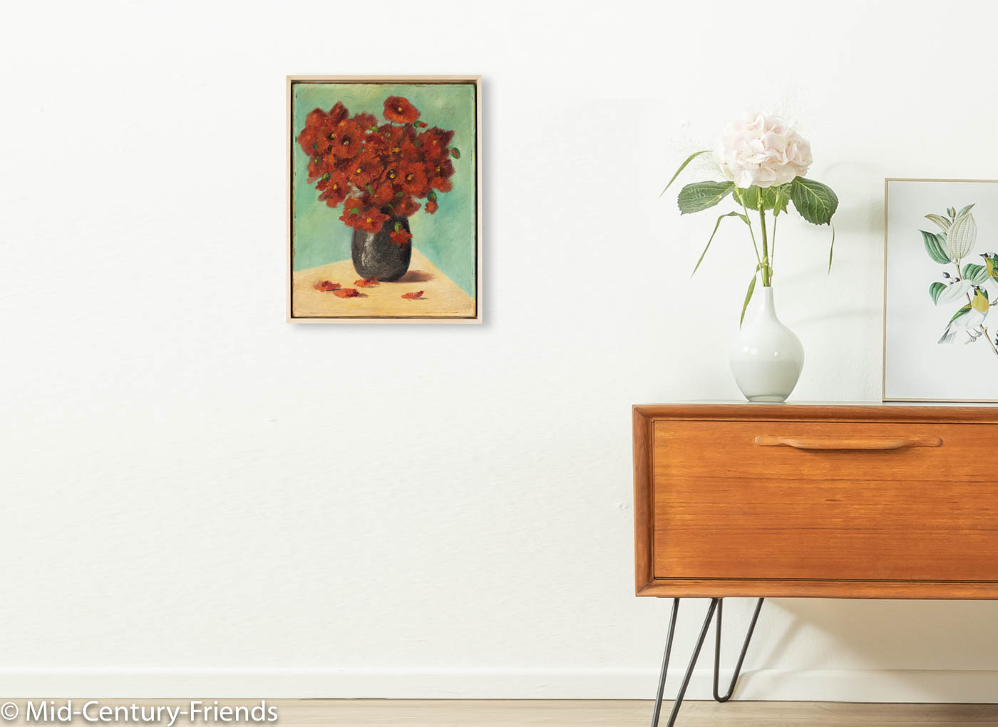 BLÜHENDER MOHN, ÖL AUF LEINWAND, 39 X 49 CM