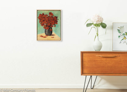 BLÜHENDER MOHN, ÖL AUF LEINWAND, 39 X 49 CM