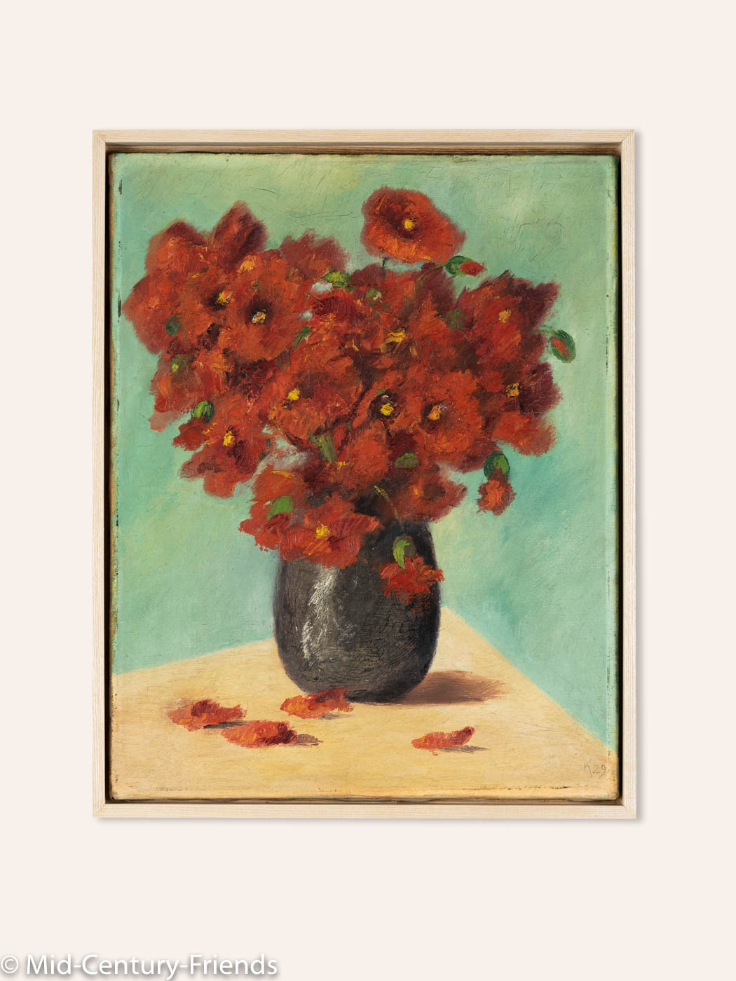 BLÜHENDER MOHN, ÖL AUF LEINWAND, 39 X 49 CM