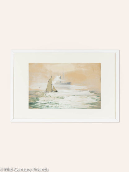 ON THE HIGH SEAS, GOUACHE AUF PAPIER, 69 X 46 CM