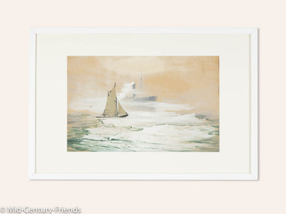 ON THE HIGH SEAS, GOUACHE AUF PAPIER, 69 X 46 CM