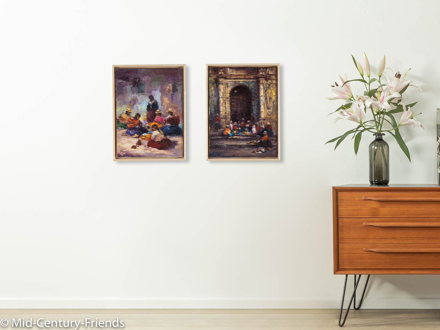 Näherinnen in Argentinien (Set), Öl auf Leinwand, 33 x 44cm