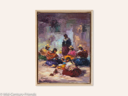 Näherinnen in Argentinien (Set), Öl auf Leinwand, 33 x 44cm