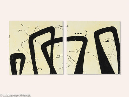 PEOPLE, MISCHTECHNIK AUF HARTFASERPLATTE, 82 X 41 CM (SET)