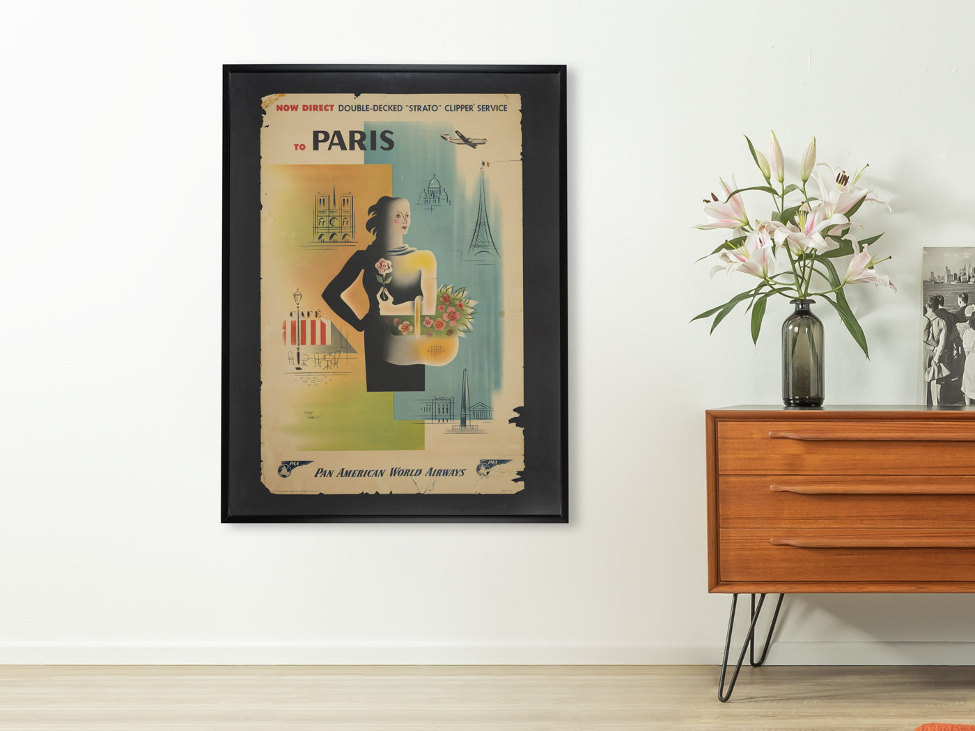 PARIS, PAN AM AIRWAYS REISEPOSTER, 93 X 123 CM