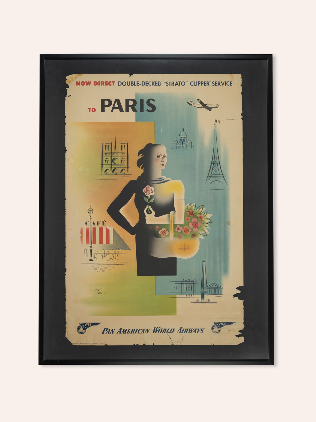 PARIS, PAN AM AIRWAYS REISEPOSTER, 93 X 123 CM