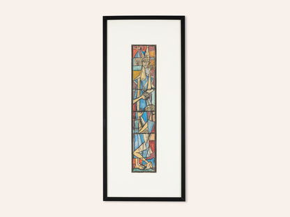 KIRCHENFENSTER (SET), KOLORIERTE SKIZZEN AUF PAPIER, 39 X 88 CM