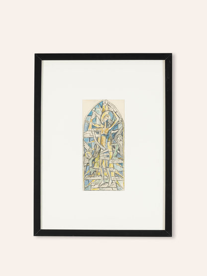 KIRCHENFENSTER (SET), KOLORIERTE SKIZZEN AUF PAPIER, 39 X 88 CM