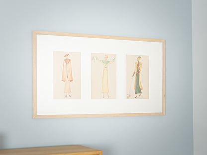 Art Déco Modezeichnungen II, Gouache auf Papier, 93 x 52 cm