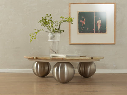 Exklusiver Onyxmarmor Couchtisch, Ø 100 cm - Mid Century Friends - Vintage - Retro - Mid Century